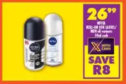 Shoprite Nivea roll-on for ladies/men offer