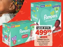 Checkers Pampers Mega Box Active Baby/Premium Care Disposable Nappies/Pants offer