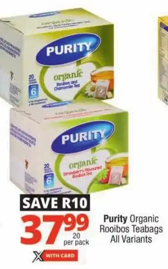 Checkers Purity Organic Rooibos Teabags All Variants offer