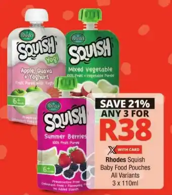 Checkers Rhodes Squish Baby Food Pouches All Variants offer