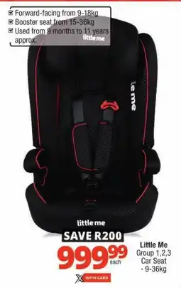 Checkers Little Me Group 1,2,3 Car Seat offer