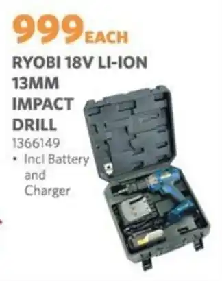 BUCO Ryobi 18v li-ion 13mm impact drill offer