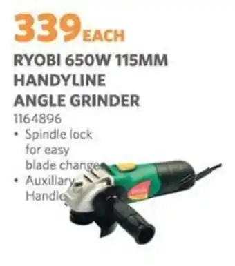 BUCO Ryobi 650w 115mm handyline angle grinder offer