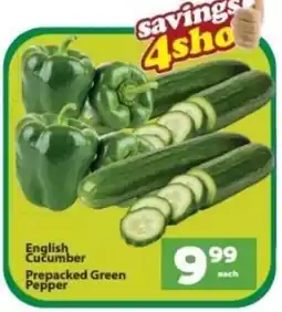 Check Save English Cucumber, Prepacked Green Pepper offer