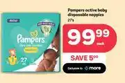 PEP Pampers Active Baby Disposable Nappies-27's Each offer