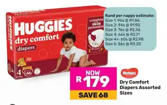 Game HUGGIES Dry Comfort Diapers Assorted Sizes offer