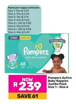 Game Pampers Active Baby Nappies Jumbo Pack offer