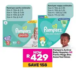 Game Pampers Active Baby Nappies OR Pants Mega Box Assorted Sizes offer