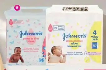 Game Johnson's Baby Wipes Extra Sensitive OR Gentle All Over offer