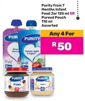 Game Purity from 7 Months Infant Food Jar OR Pureed Pouch Assorted offer