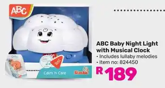 Game ABC Baby Night Light with Musical Clock offer