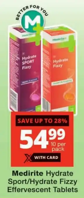 Checkers Medirite Hydrate Sport/Hydrate Fizzy Effervescent Tablets offer