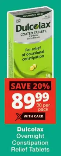 Checkers Dulcolax Overnight Constipation Relief Tablets offer