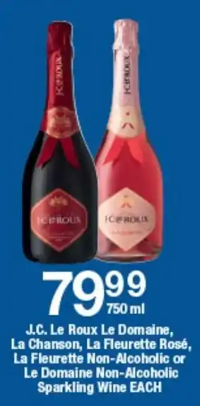 OK Liquor J.C. Le Roux Le Domaine, La Chanson, La Fleurette Rosé, La Fleurette Non-Alcoholic or Le Domaine Non-Alcoholic Sparkling Wine offer