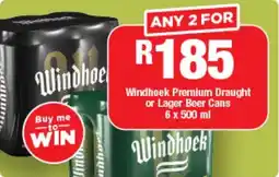 OK Liquor Windhoek Premium Draught or Lager Beer Cans offer