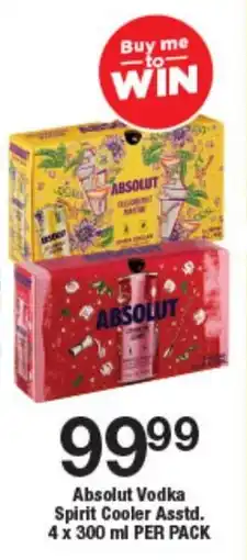 OK Liquor Absolut Vodka Spirit Cooler Asstd. offer