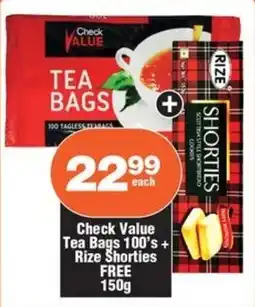 Check Star Check Value Tea Bags + Rize Shorties FREE offer