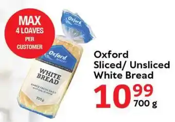 Oxford Freshmarket Oxford Sliced/ Unsliced White Bread offer