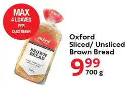 Oxford Freshmarket Oxford Sliced/Unsliced Brown Bread offer