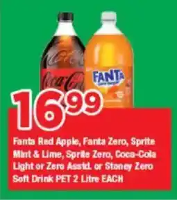 OK Grocer Fanta Red Apple, Fanta Zero, Sprite Mint & Lime, Sprite Zero, Coca-Cola Light or Zero Asstd. or Stoney Zero Soft Drink offer