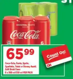 OK Grocer Coca-Cola, Fanta, Sprite, Sparletta, Twist or Stoney Asstd. Soft Drink Cans offer