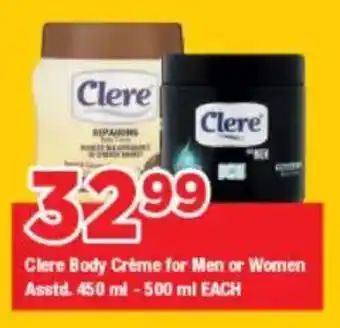 OK Grocer Clere Body Creme for Men or Women Asstd. offer