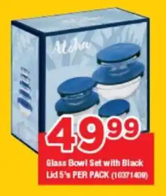 OK Grocer Glass Bowl Set with Black Lid offer