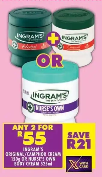 Shoprite Ingram's original/camphor cream or nurse's own body cream offer