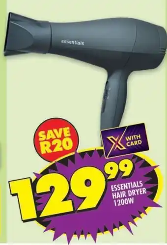 Shoprite Essentials hair dryer 1200w offer