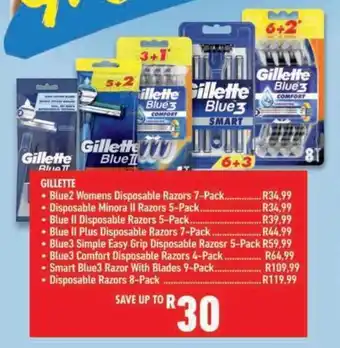 Shoprite GILLETTE Blue2 Womens Disposable Razors offer