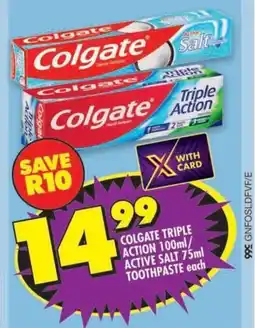 Shoprite Colgate triple action/ active salt toothpaste offer