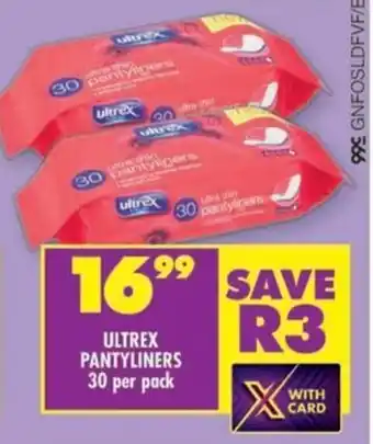 Shoprite Ultrex pantyliners offer