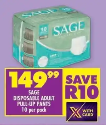 Shoprite Sage disposable adult pull-up pants offer