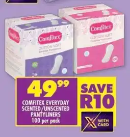 Shoprite Comfitex everyday scented/unscented pantyliners offer