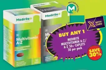 Shoprite Medirite multivitamin a-z/ a-z 50+ caplets offer