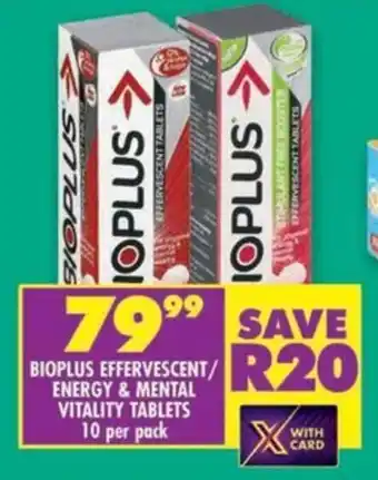 Shoprite Bioplus effervescent/ energy & mental vitality tablets offer