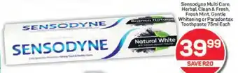 Pick n Pay Sensodyne Multi Care, Herbal, Clean & Fresh, Fresh Mint, Gentle Whitening or Paradontax Toothpaste offer