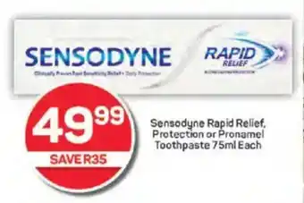 Pick n Pay Sensodyne Rapid Relief, Protection or Pronamel Toothpaste offer