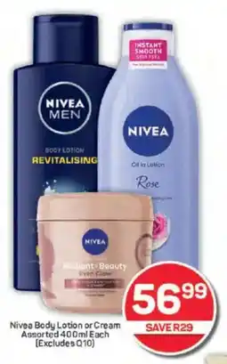 Pick n Pay Nivea Body Lotion or Cream Assorted (Excludes Q10) offer