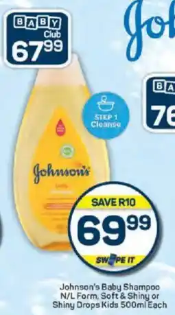 Pick n Pay Johnson's Baby Shampoo N/L Form, Soft & Shiny or Shiny Drops Kids offer