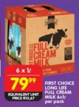 Shoprite First choice long life full cream milk offer