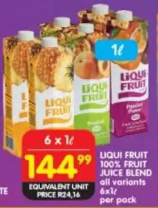 Shoprite Liqui fruit 100% fruit juice blend all variants offer