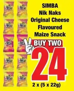 Boxer Superstores SIMBA Nik Naks Original Cheese Flavoured Maize Snack offer