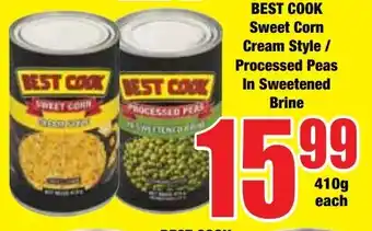 Boxer Superstores BEST COOK Sweet Corn Cream Style / Processed Peas In Sweetened Brine offer