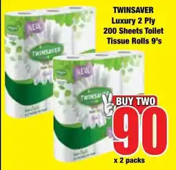 Boxer Superstores TWINSAVER Luxury 2 Ply 200 Sheets Toilet Tissue Rolls offer