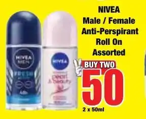 Boxer Superstores NIVEA Male/Female Anti-Perspirant Roll On Assorted offer