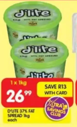 Shoprite D'lite 37% fat spread offer