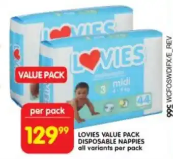 Shoprite Lovies value pack disposable nappies all variants offer