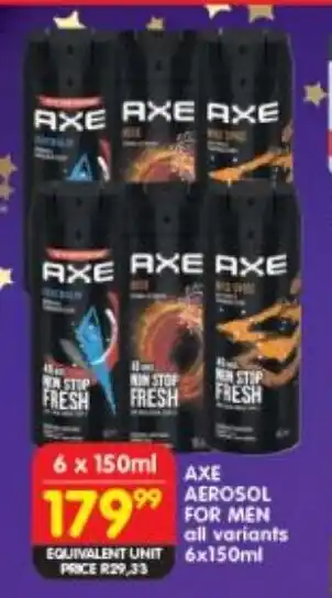 Shoprite Axe aerosol for men all variants offer