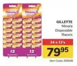 Jumbo GILLETTE Minora Disposable Razors offer